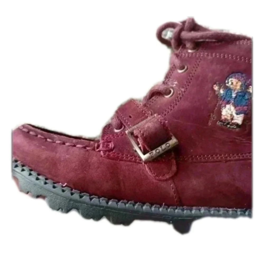 Ralph Lauren Kids Burgundy Ranger HI II Ski Polo Bear Suede Boots 10